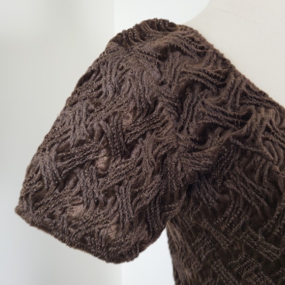 Vintage jumpsuit brown wide leg loose t-shirt bodycon fit flare scoop neckline - Picture 10 of 14